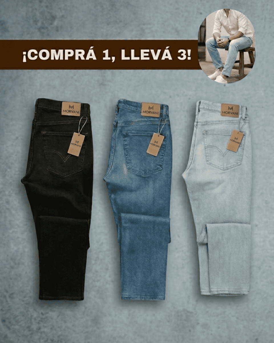Pantalones de Jean Masculinos Premium con Elastano - COMPRÁ 1 LLEVÁ 3